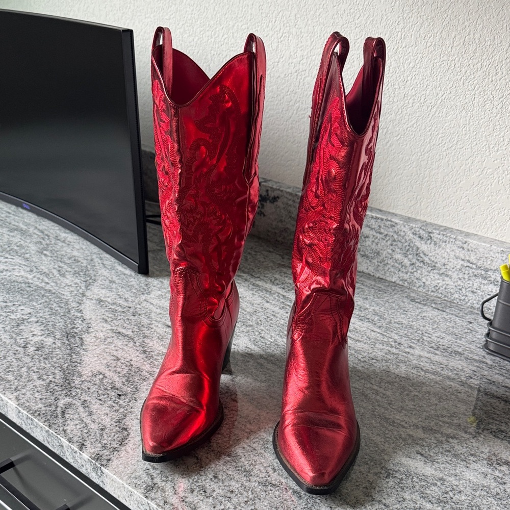 Billini Shiny Red Heeled Boots